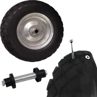 Schubkarrenrad pannensicher Vollgummi 4.80/4.00-8 grau/schwarz + Achse Ersatzrad Reifen PU
