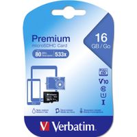 Verbatim paměťová karta Micro Secure Digital Card Premium 16GB UHS-I U1 (Class 10) 44010