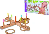 Eichhorn Outdoor Holz Ringswerp - Eichholz Ringwurfspiel: 1 Kreuz, 5 Ringe, 9 Spielstäbe