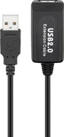 Goobay 95119 Aktywny przedłużacz USB 2.0, czarny, 10 m - USB 2.0 męski (typ A) &gt; USB 2.0 żeński (typ A)
