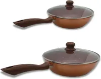 KitchenPro - Granit Sauteuse 24 und 28cm + 2 Deckel - Antihaftbeschichtung - Ideal für alle Herdarten