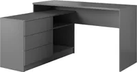 Furniture24 Schreibtisch mit Kommode Teo Graphite matt 3 Schubladen