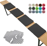 heimtexland ® Sitzkissen 4er Set  Bierbank Polster Auflage Bierzeltgarnitur Garten Deko Kissen Typ859 Schwarz