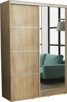 Kleiderschrank mit Spiegel - Regalen - BuenoFurniture Schiebeschrank Sonoma-Eiche - Garderobenschrank 170x220x45cm