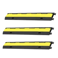 SEVICO Kabelbrücke Boden Kabelkanal 3 Stk. Gummi Kabelkanal Aussenbereich Kabelschutzmatte mit Deckel Kabelschacht Anti-Rutsch Kabelschutz V94 X3