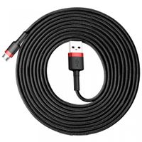 Baseus Cafule Cable Wytrzymały Nylonowy Kabel Przewód Usb / Micro Usb 2A 3M Czarno-Czerwony (Camklf-H91)