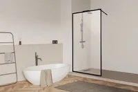 Parawan prysznicowy 120cm MARWELL kabina prysznicowa typu walk-in czarna - 120x195cm - kabina prysznicowa typu walk-in w kolorze czarnym - wysokiej jako?ci profile aluminiowe