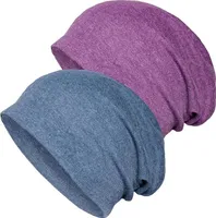 FNCF 2 Pack Baumwolle Slouchy Beanie Hüte, Chemo-Kopfbedeckung Caps für Damen und Herren