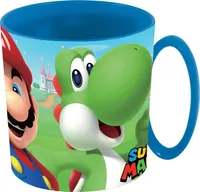 Stor 350 ml wiederverwendbarer mikrowellengeeigneter Plastikbecher für Kinder - Super Mario, 1 Stück (1er Pack), Bunt