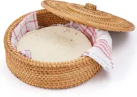 Tortillada - 26 cm Tortilla Wärmer/Tortilla Wärmer Korb Handgemacht aus Rattan inkl. Geschirrtuch aus Baumwolle