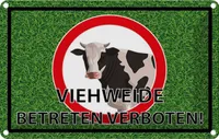 vianmo Blechschild 12x18 cm Viehweide Betreten verboten