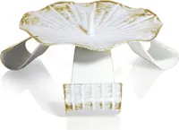 Kerzenhalter Dreifussleuchter Weiss/Gold, 100 mm Durchmesser für Kerzen Ø 5 - 6 cm