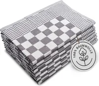6er Set Geschirrtücher, 65x65 cm, 100% Baumwolle, grau kariert