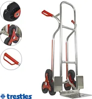 Trestles S04HS Alu Treppen Sackkarre Vollgummireifen 200kg Treppensteiger Transportkarre Treppenkarre Treppenrutschkufen Radschutz Sicherheitsgriffe