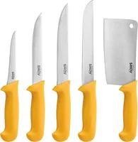 Shov Küchenmesser Set –  | Profi Küchenmesser | Kochmesser Set | Fleischmesser | Ausbeinmesser | Scharf & Robust | Für Profis & Hobbyköche (5, mit Beil)