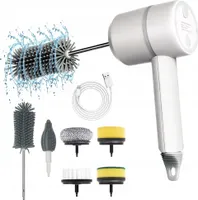 Elektrische Reinigungsbürste, Kabellose Wiederaufladbare Reinigungsbürste, 3 Geschwindigkeiten und 6 Bürstenköpfen, für Badewanne, Bad, Küche, Garage