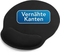 MAXLVL Mauspad mit Gelkissen - 26x23cm - Ergonomisches Mauspad mit Vernähte Kanten - Mousepad mit Handauflage für schonende Handgelenk Haltung - schwarz