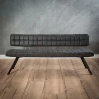 Esszimmer Sitzbank 180 cm Lederoptik Anthrazit / Schwarz