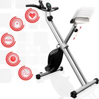 Physionics® Heimtrainer - mit LCD-Display, verstellbarer Sitz & Widerstand, klappbar, bis 120 kg, grau - Ergometer, F-Bike, Fahrradtrainer, Hometrainer, Fitnessfahrrad, Fitnessbike