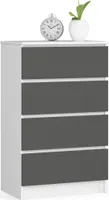 Kommode AKORD K60 Weiß 60 cm 4 Schubladen Front Graphitgrau B60 x H99 x T40 cm