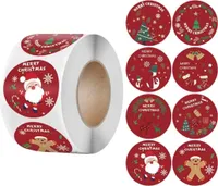 Sada 500ks - Veselé vianočné darčekové nálepky v rolke, 500 vianočných nálepiekna vianočné pohľadnice a darčeky (priemer 2,5 cm) - XMASROLL