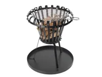 Perel Feuerkorb, Grillrost, Asche-Auffangschale, rund, 53.5 x Ø 50 cm, Schwarz