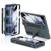 Pouzdro na Samsung Galaxy Z Fold 5 s ochranou obrazovky a drážkou na pero, magnetická ochrana pantu a stojánek světle zelené