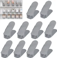 UISEBRT 30er Verstellbarer Schuhregale Set Rutschfest Schuhstapler 3 Höhenverstellbar Schuhaufbewahrung Schuhorganizer 30 Stück Grau