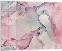 DEQORI Küchenrückwand Glas 80x60 cm 'Elegante Farbströme' Spritzschutz Bad Rückwand Küche