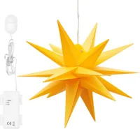 3D Leuchtstern mit warm-weißer LED Beleuchtung, hängend, 6 / 18h Timer, batteriebetrieben, ca. Ø 25 cm (gelb)