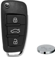 Klapp Schlüssel Gehäuse Funkschlüssel Fernbedienung Autoschlüssel HAA + Batterie kompatibel mit Audi
