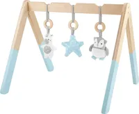 Playtive Holz Spielbogen mit 3 Plüschanhängern Aktivität Plüsch Rassel Knister Blau