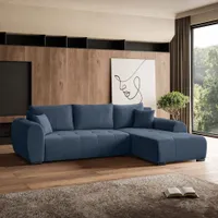BEAUTYSOFA Ecksofa DIANA Rechts - Moderne Couch mit Schlaffunktion L-Form Sofa mit Bettkasten - Dunkelblau (Barrel74)