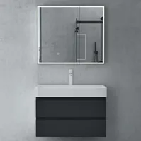 doporro Spiegelschrank Beschlagfreier Spiegel Wandschrank BxTxH 80x15x70cm Hängeschrank für Badezimmer Anthrazit matt Spiegelschrank04