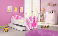 ACMA I Jugendbett Kinderbett Junior-Bett Komplett-Set mit Matratze Lattenrost Weiß 08 Princess 180x80 + Bettkasten