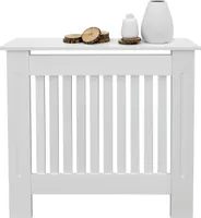 ECD Germany Heizkörperverkleidung Landhausstil 78x19x82 cm, Weiß, aus MDF lackiert für Schlafzimmer Wohnzimmer