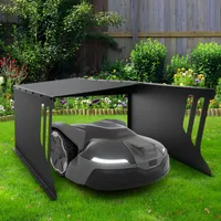 Stahl Mähroboter Garage Dach Carport Überdachung Unterstand für Rasenmäher Rasenroboter, Garten Witterungsbeständig, 78x61x31 cm, Schwarz