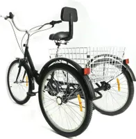 MINUS ONE Dreirad Für Erwachsene Erwachsenen Dreirad Fahrrad Mit 3 Rädern  Seniorenrad Lastenfahrrad 24 6-Gang-Schaltung Shimano mit Licht (Schwarz  mit Licht) : : Sport & Freizeit