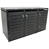 DEGAMO Mülltonnenbox  3er KÖLN 200x80x116cm für Tonnen 120 und 240 Liter, grau