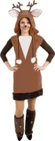 Oh3034-36-38 braun-weiß Damen Reh Kostüm-Kleid mit Stulpen Gr.36-38