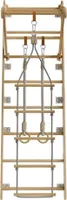 Žebřiny 301181, nástěnné tyče pro děti, lezecká stěna s provazovým žebříkem a gymnastickými kruhy, 62 x 210 x 57 cm