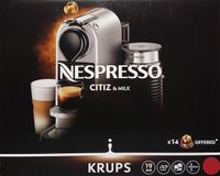 Krups XN7615.19 Nespresso Citiz & Milk kávovar na kávové kapsule (1260 Watt, objem nádržky na vodu: 1l, tlak čerpadla: 19 Bar) červená