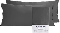 Komfortec 100% Baumwolle Kissenbezüge 2er Set 40x80 cm, Superweicher Premium Jersey Kopfkissenbezug 150 g/m², Kissenhülle, Anthrazit