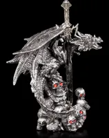 Brieföffner - Drache Balor mit Totenköpfen - Dragon Tisch Deko