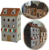 Teelichthaus Lichterhaus Aarhus 18cm Keramik Fachwerkhaus Laterne Teelichthalter