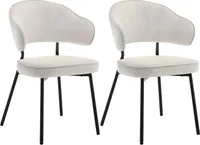 WOLTU 2er Set Esszimmerstühle, Polsterstuhl, Metallbeinen, Samt, creme