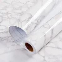 Möbelfolie Klebefolie, Möbelfolie Selbstklebende Folie Weiß, Marmor Folie 60cmX5m, Selbstklebende Tapete Küche Aufkleber Folie Wasserdicht