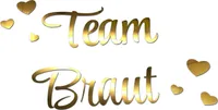 Oblique Unique Bügelbild Team Braut + Herzen für JGA Junggesellinnenabschied Hochzeit - gold