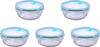 5 Stück Steuber Cloc Frischhaltedose aus Glas, 400 ml, rund, Glas bis 400°C
