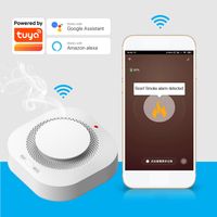Tuya WiFi Intelligenter Rauchmelder Haushaltsfeuer Rauchsensoren Handy-APP Benachrichtigung Warnung Küche Schlafzimmer Lager Büro Echtzeit-Rauchmelder Alarm Kompatibel mit Alexa